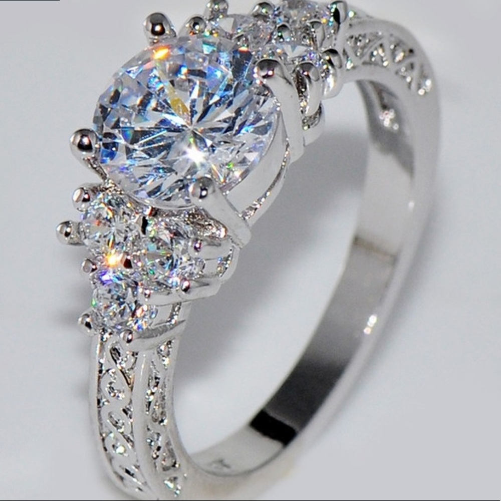Promise Ring Silver plated Zircon NWT Sz 6.5